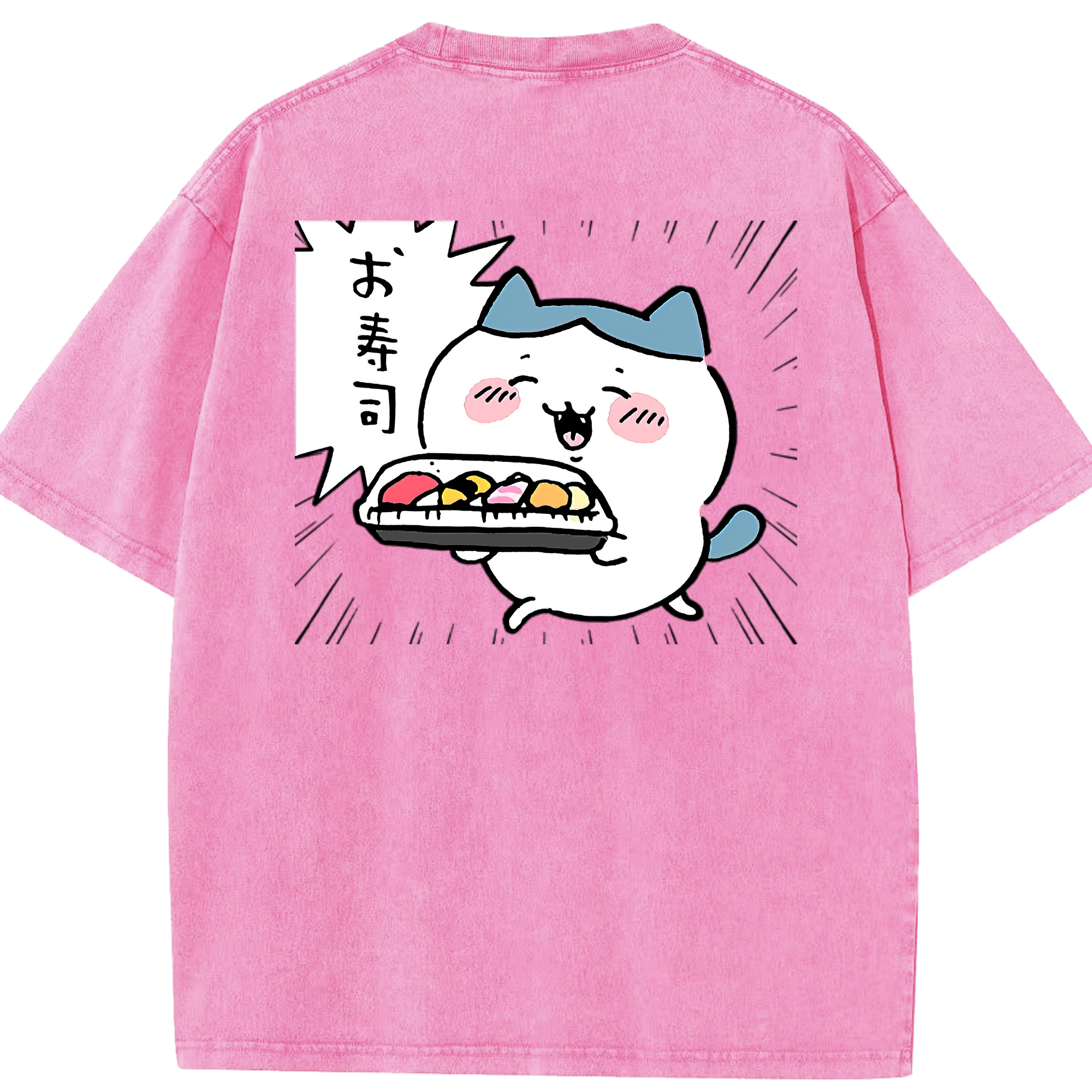 （画像用） ちいかわ ハチワレ Chii-kawa hachiware 綿100% ヴィンテージ風 半袖Tシャツ（背面プリント）